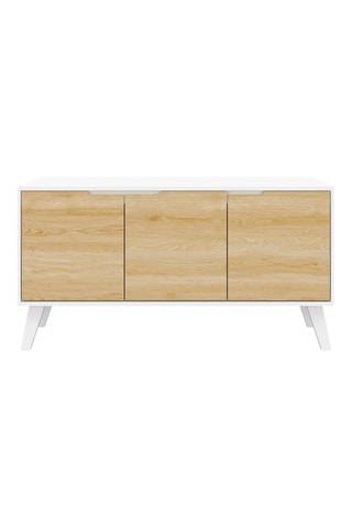 Credenza 3 ante Vigo - Bianco ed effetto legno chiaro