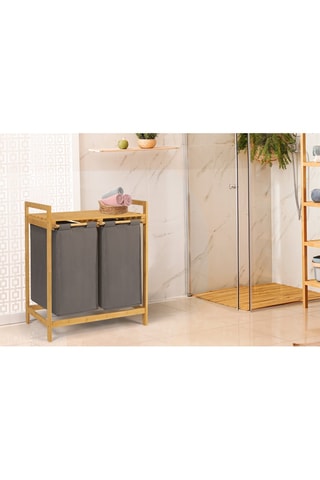 Portabiancheria Maya 2 scomparti in bambù grigio 