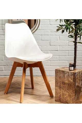 4 Scandinavische Stoelen - Wit en Naturel