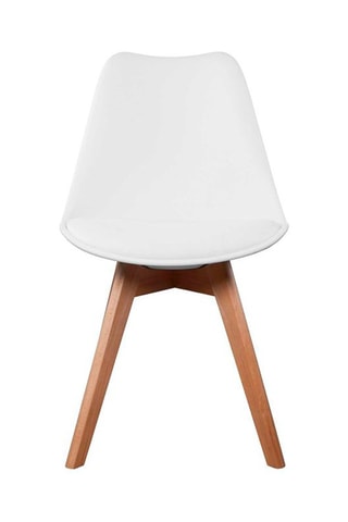 4 Scandinavische Stoelen - Wit en Naturel