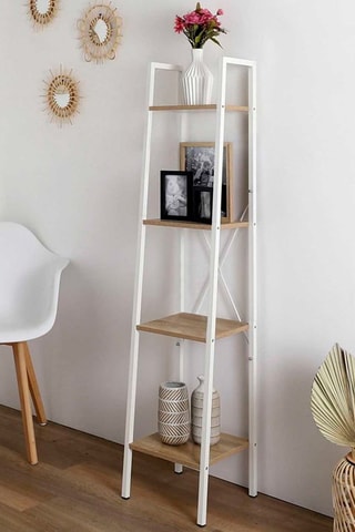 Houten en Stalen Wandelement - Wit en Naturel