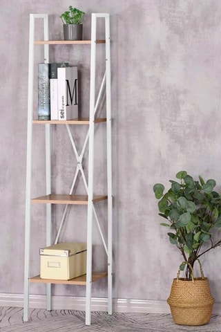 Houten en Stalen Wandelement - Wit en Naturel