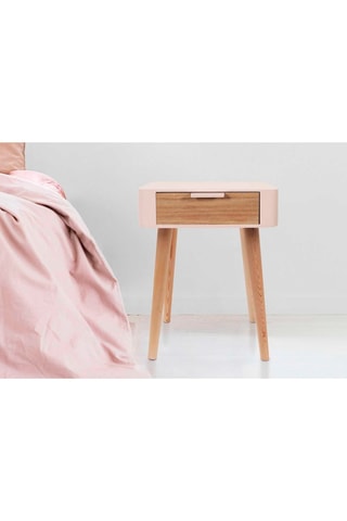 Nachtkastje Roze en Naturel