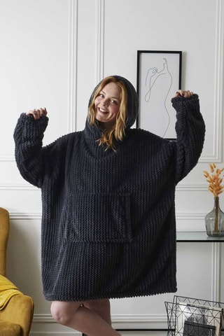 Plaid Sweater met Capuchon - Donkergrijs