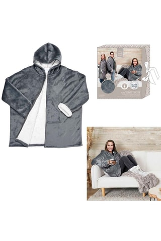 Sherpa gevoerde sweater met capuchon- Grijs