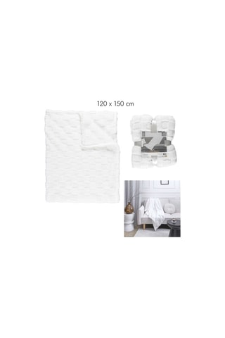 Plaid. Wit en Beige - 120 x 150 cm