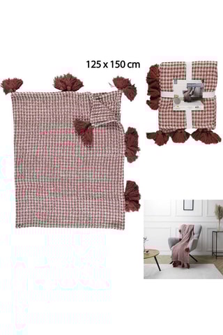 Plaid - Wit en Rood - 125 x 150 cm