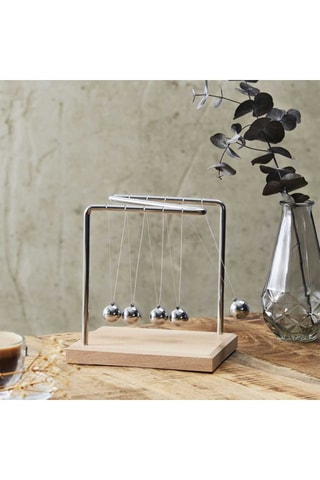 Beukenhouten Pendule - Zilverkleurig en Naturel