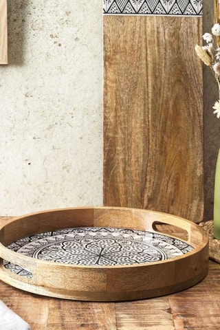 Mangohouten Rond Dienblad Dune - 35 cm