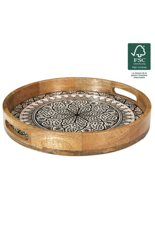 Mangohouten Rond Dienblad Dune - 35 cm
