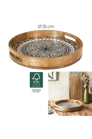 Mangohouten Rond Dienblad Dune - 35 cm