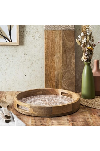 Rond Mangohouten Dienblad - 35 cm