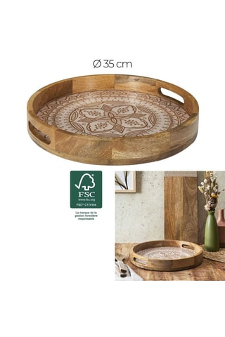 Rond Mangohouten Dienblad - 35 cm