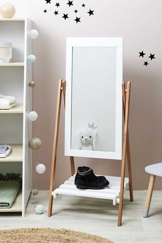 Spiegel op voet - 47 cm - Wit en Naturel