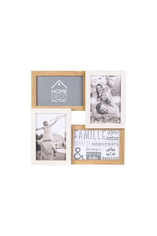 Fotolijst 4 Foto's Wit en Houtimitatie - 10 x 15 cm