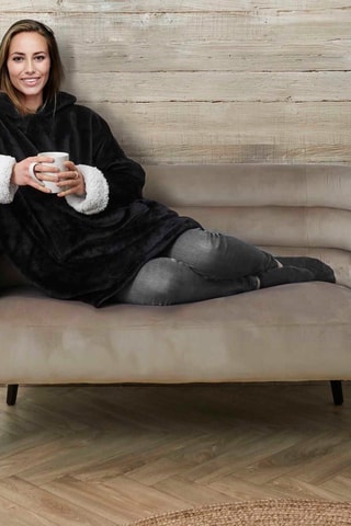 Sherpa gevoerde sweater met capuchon Zwart en Wit