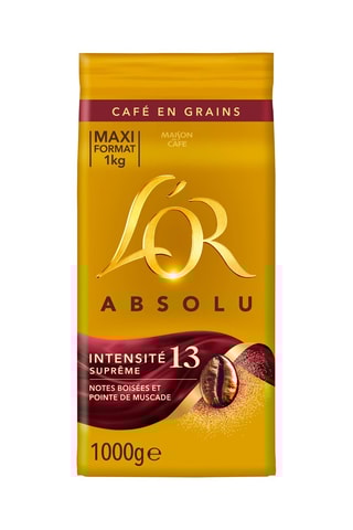 Lot de 8 x 1 kg - Café en grão L'Or Absolu - Intensidade 13