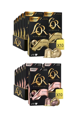 Sortido de 200 cápsulas Or Rose e Or Absolu - Intensidade 7 e 9 - Compatíveis Nespresso®*
