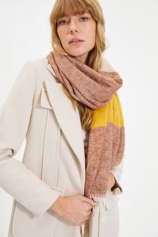 Sjaal Bruin en Mosterdgeel