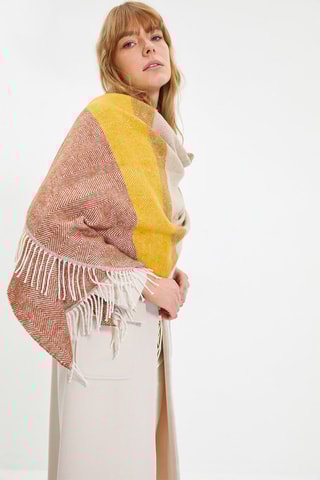 Sjaal Bruin en Mosterdgeel