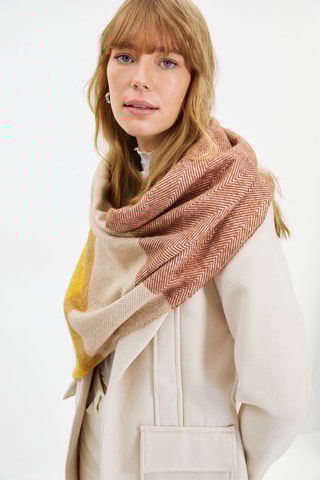 Sjaal Bruin en Mosterdgeel