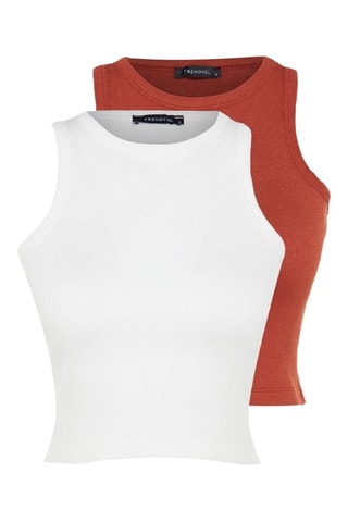 2 Crop Tops - Ecru en Camel 