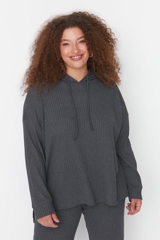 Maglia con cappuccio e pantaloni straight - Antracite melange