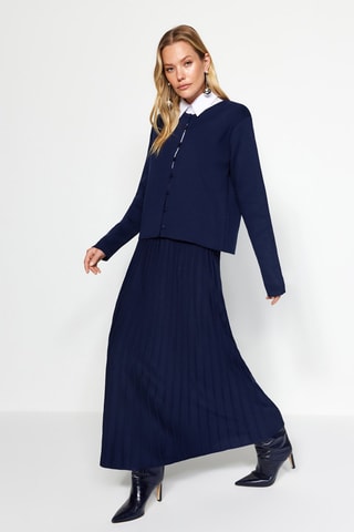 Cardigan e gonna plissé - Navy