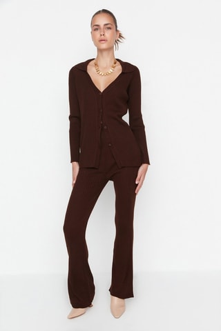 Cardigan e pantaloni flare - Marrone
