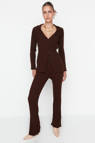 Cardigan e pantaloni flare - Marrone