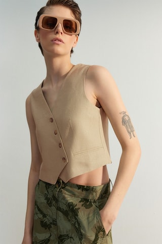 Mouwloos Vest - 
Beige