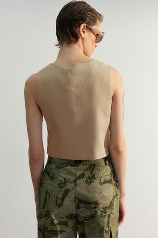 Mouwloos Vest - 
Beige