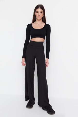 Broek Hoge Taille Wide Legs Zwart