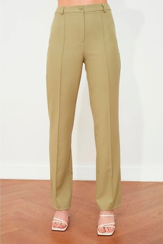 Rechte Broek Hoge Taille Kaki