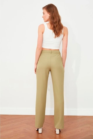 Rechte Broek Hoge Taille Kaki