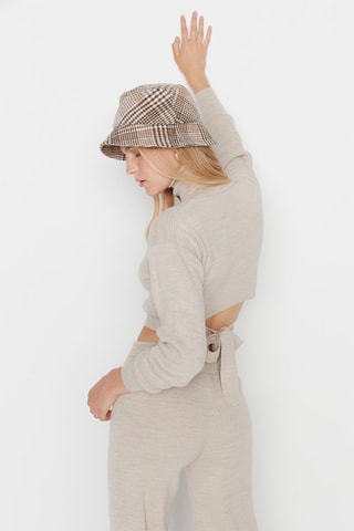 Maglia corta e pantaloni wide legs - Beige