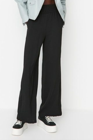 Broek Hoge Taille Wide Legs Zwart