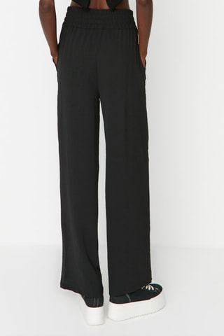 Broek Hoge Taille Wide Legs Zwart