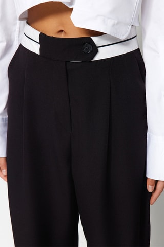 Calças wide legs cintura subida Preto