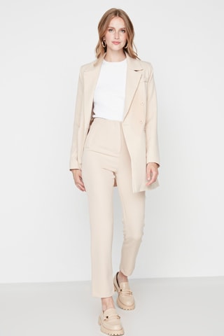 7/8 Broek Hoge Taille Beige
