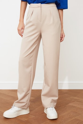 Calças direitas - Bege