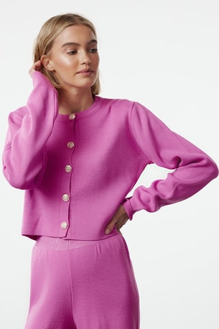 Cardigan e pantaloni regular a vita alta - Rosa