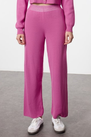 Cardigan e pantaloni regular a vita alta - Rosa