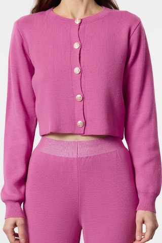 Cardigan e pantaloni regular a vita alta - Rosa