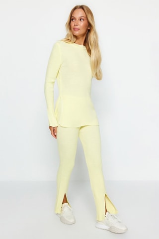 Tunica e pantaloni slim a vita alta - Giallo