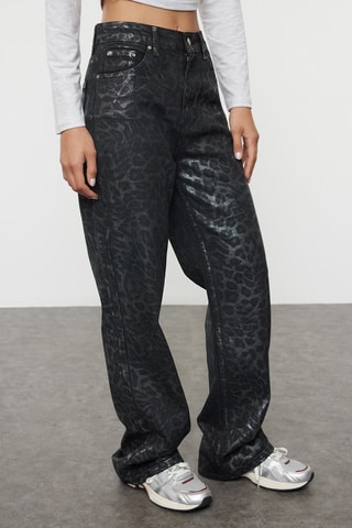 Calças de ganga wide legs - Preto