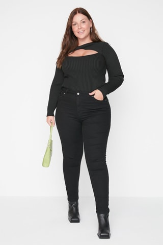 Vaquero skinny fit de tiro alto - Negro