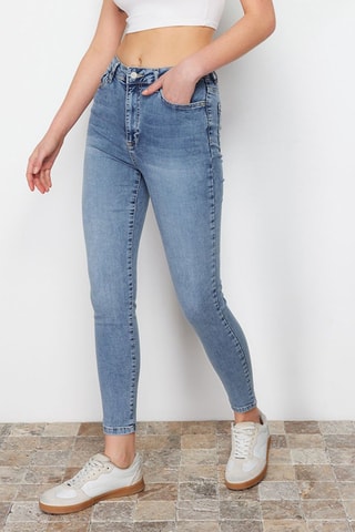 Jeans Skinny Hoge Taille - Blauw