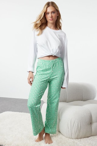 Pyjamabroek - Groen en Wit