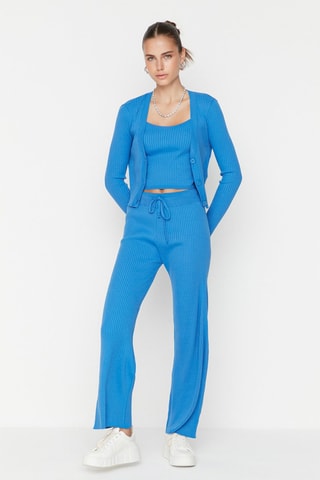 Crop top e pantaloni palazzo - Turchese